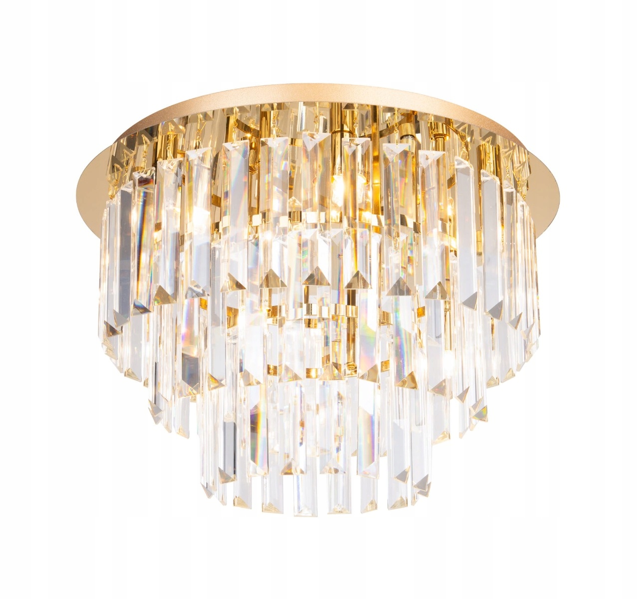Stropná lampa glamour krištáľová zlatá okrúhla 42 cm do obývačky Maxlight