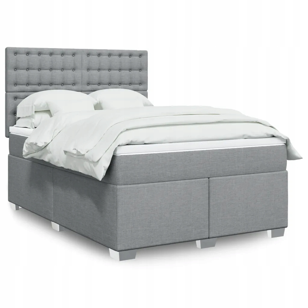 Box spring postel s matrací světle šedá 140 x 190 cm textil Šedá 3292797