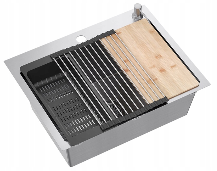 Zlewozmywak jednokomorowy Quadron VBChomeL110inSet stal srebrny