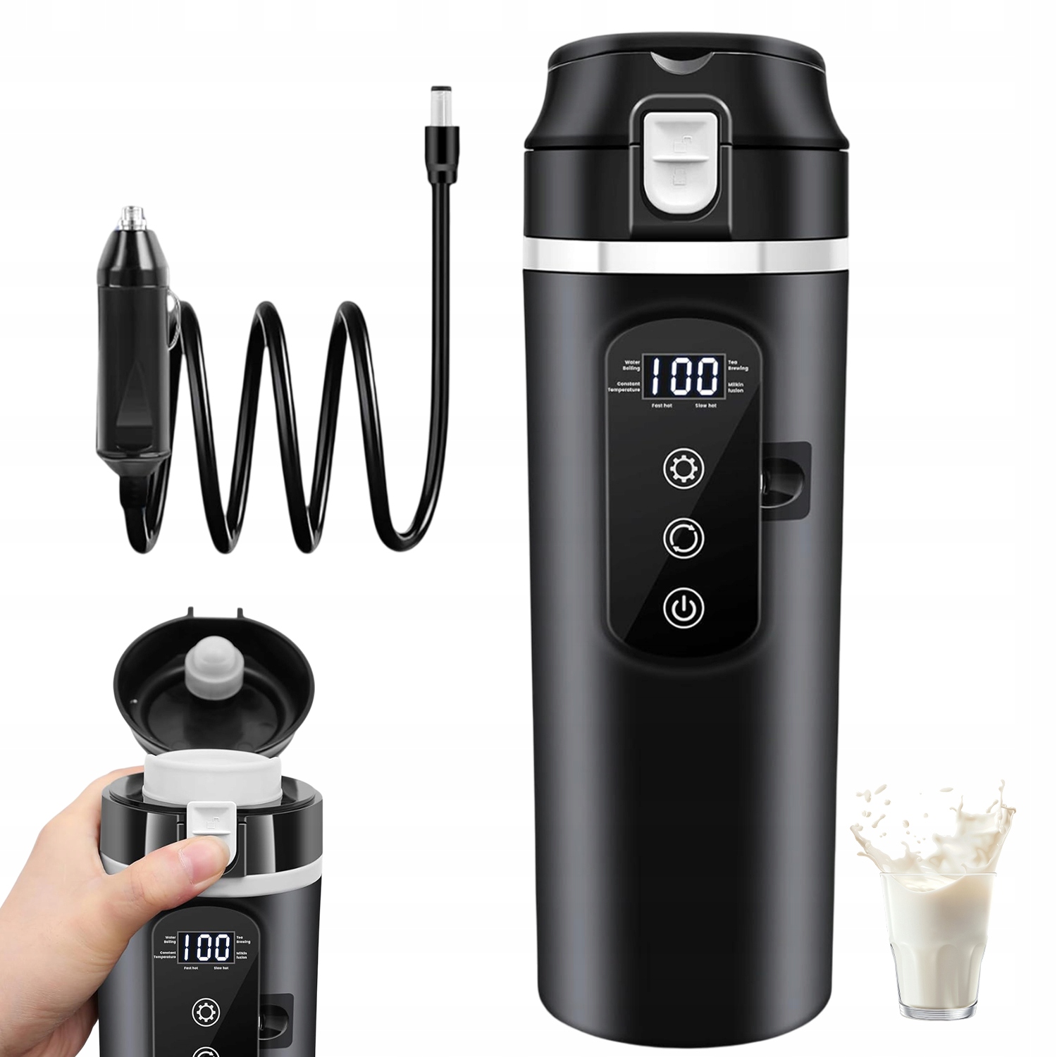 12/24V 400ML Czajnik Samochodowy Kawa Herbata Termos Czajnik Podróżny Wody