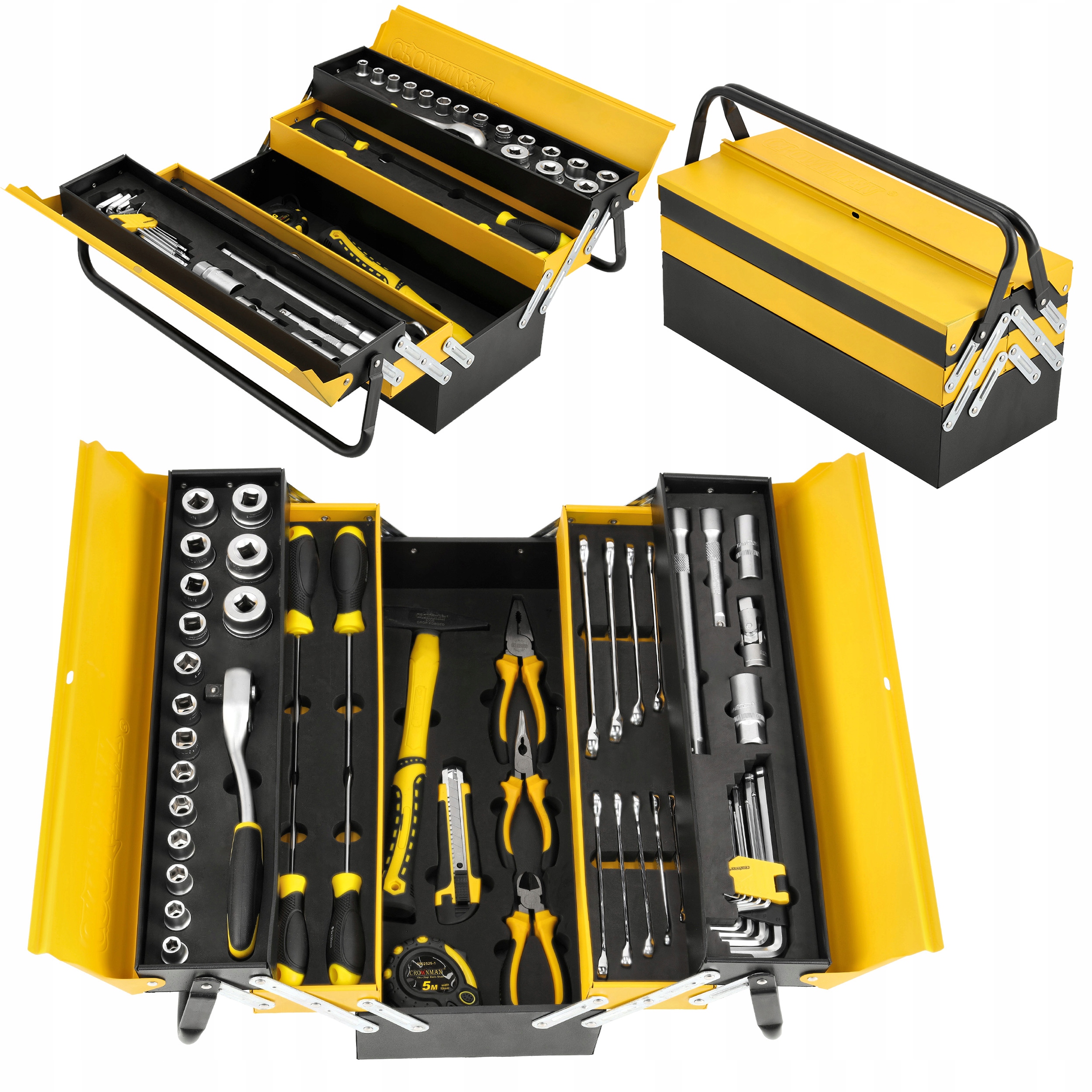 Skrzynka Na Narzędzia 48 Elementów Zestaw Narzędzi Do Warsztatu + Uchwyt