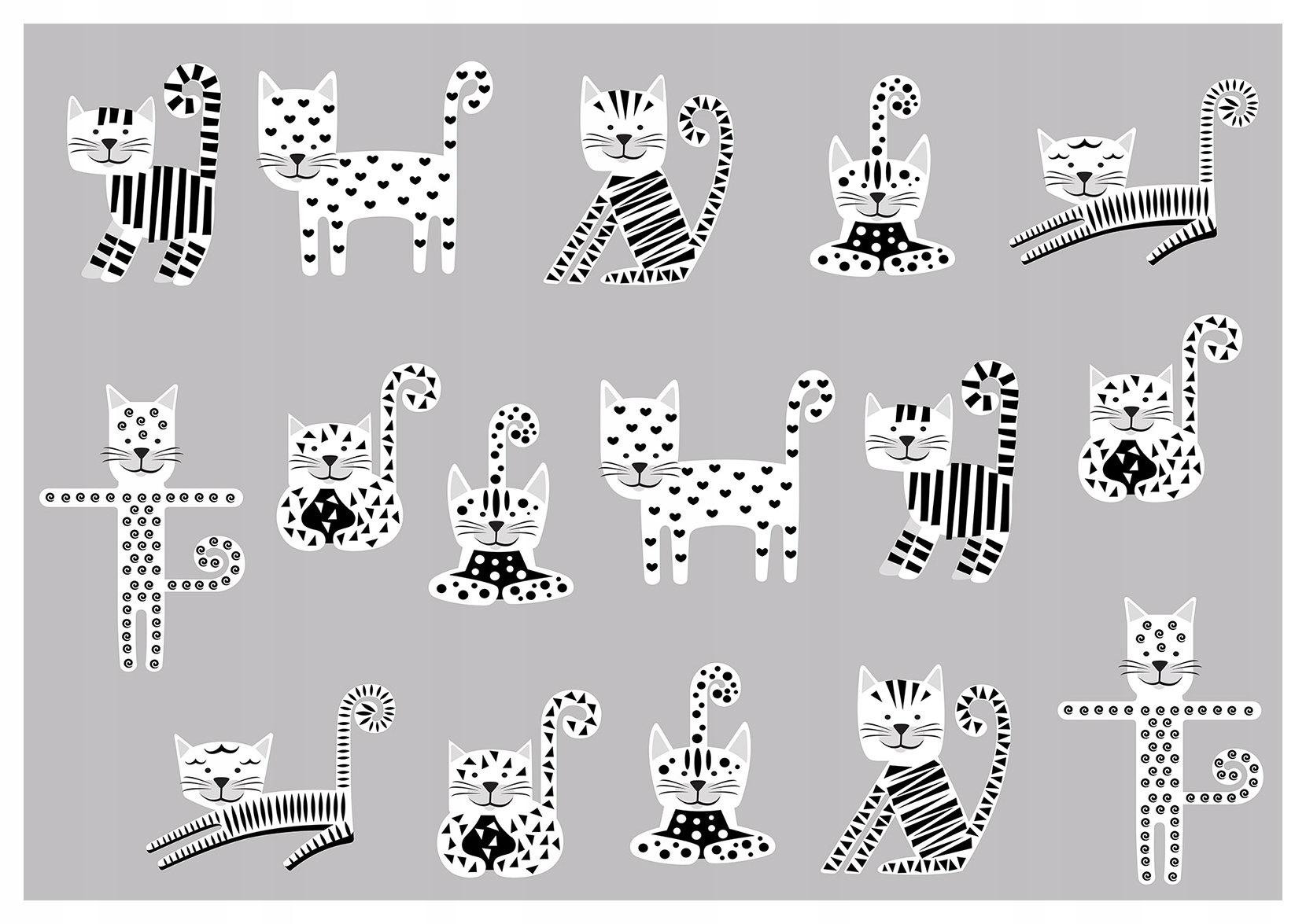 Fototapeta Černé kočky srdce proužky do dětského pokoje 254x184 lepidlo