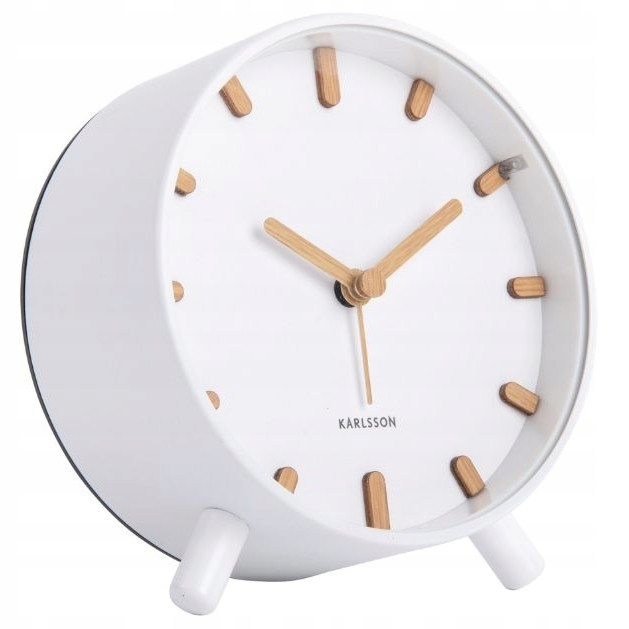 Budík, stolní hodiny pro děti, bílé, tiché, kulatý, s podsvícením Grace