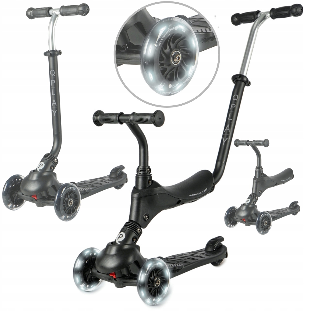 Hulajnoga trójkołowa z siedzonkiem jeździk koła Led Sema Pro 3w1 Qplay