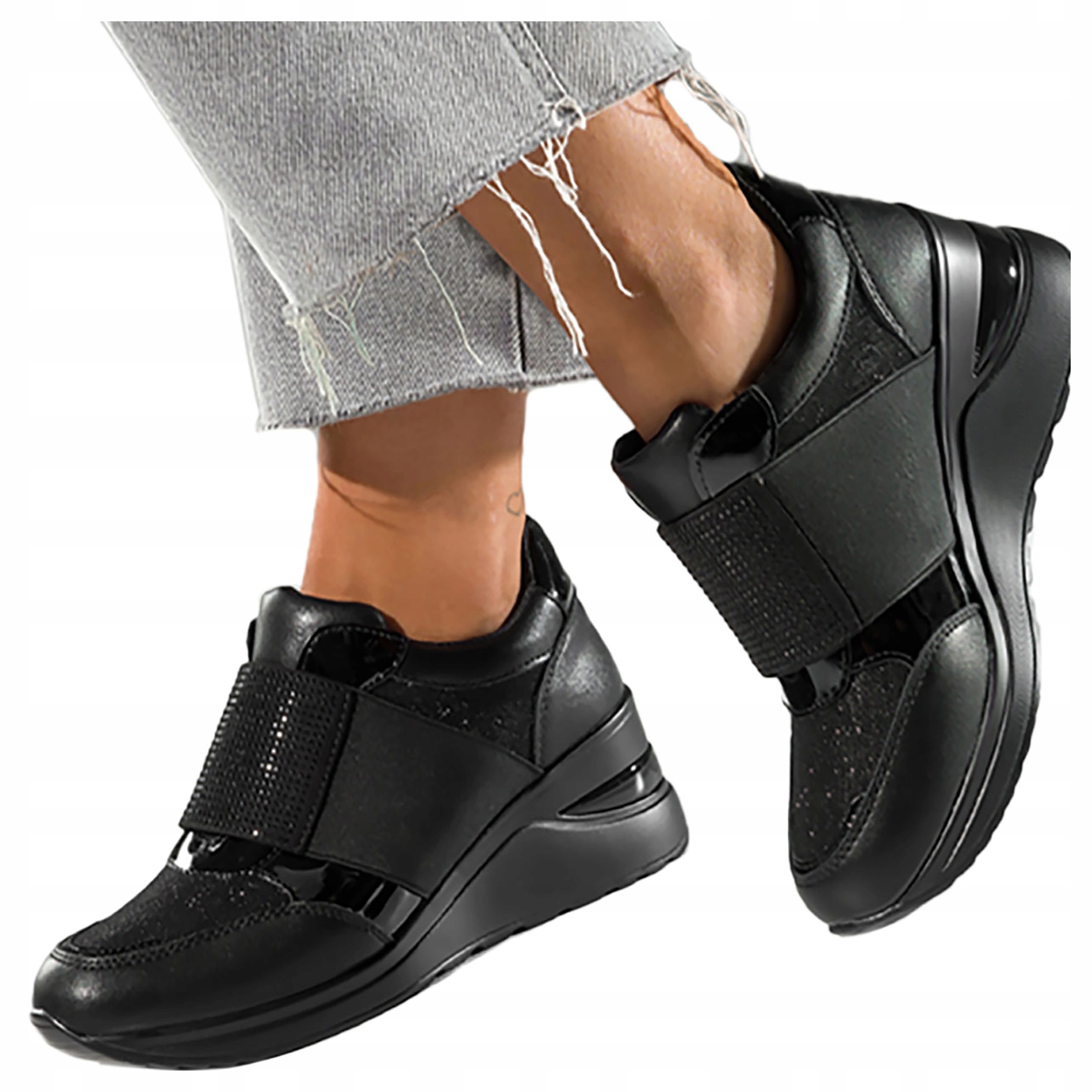 Dámské Polobotky Na Ozdobném Podpatku S Gumičkou A Zirkony, Nazouvací, velikost 37