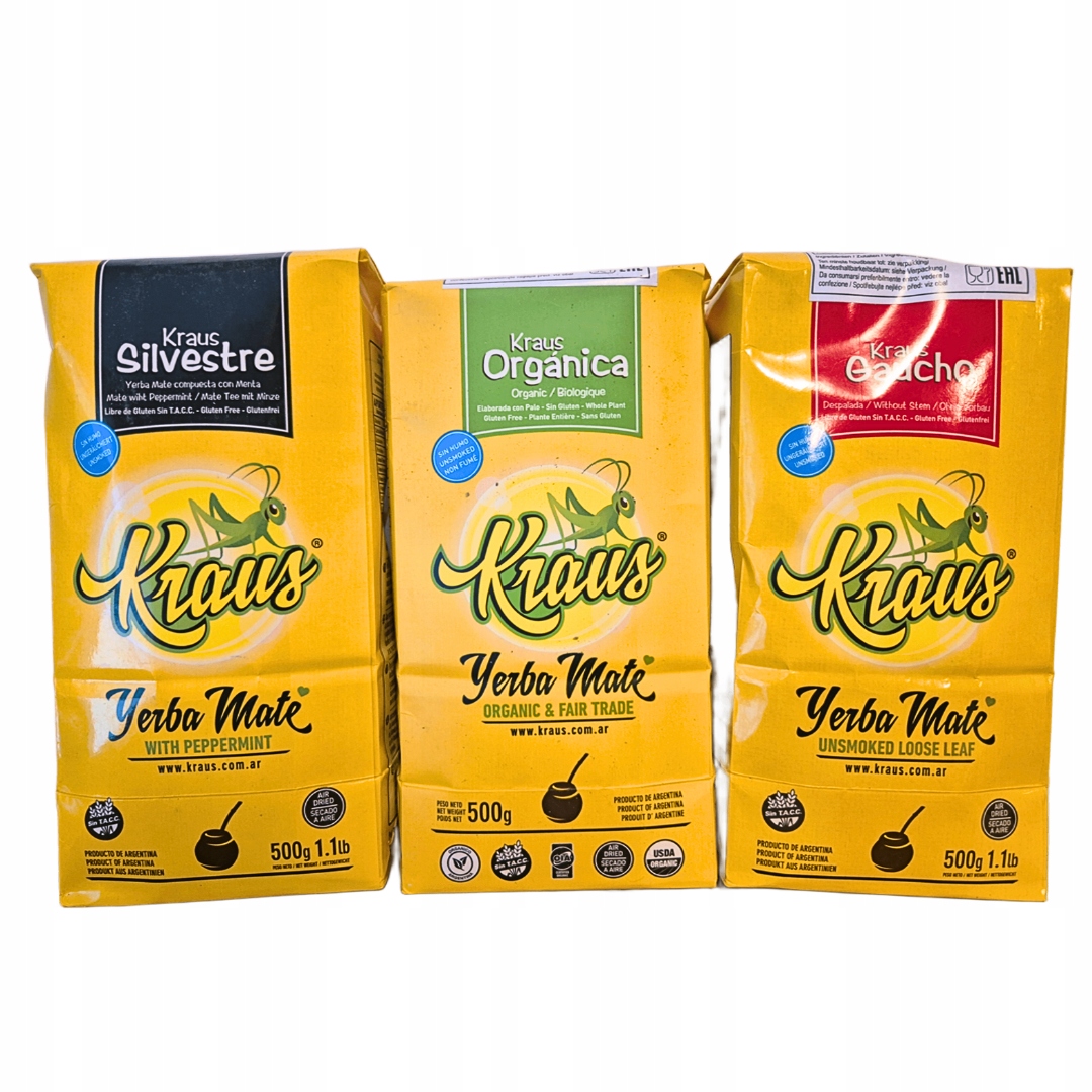 Sada yerba maté Kraus. Silvestre Organica Gaucho. 3x500g