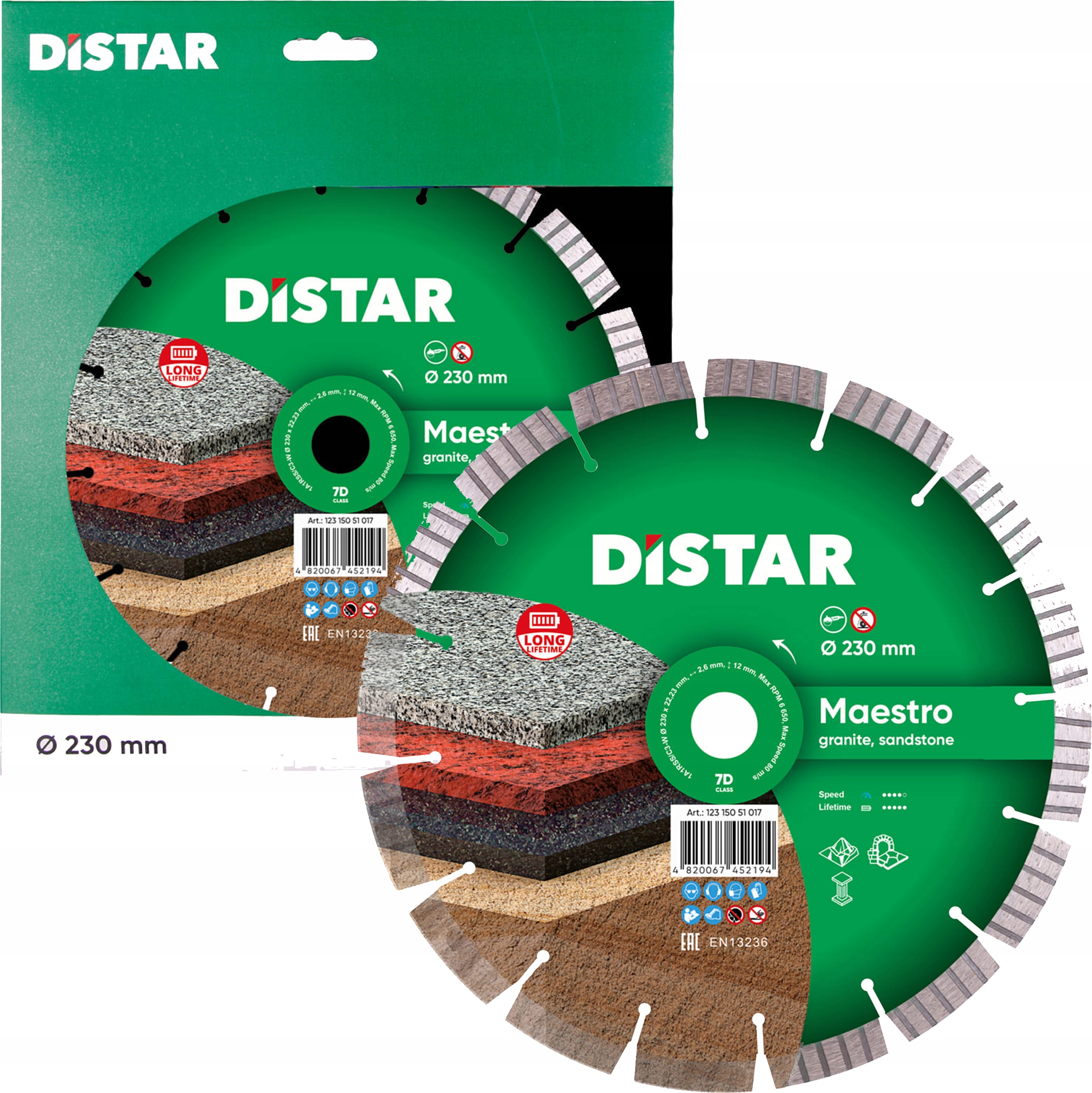 Diamantový Kotouč Distar 230 mm Maestro Granit Tvrdý kámen Segment 12 mm