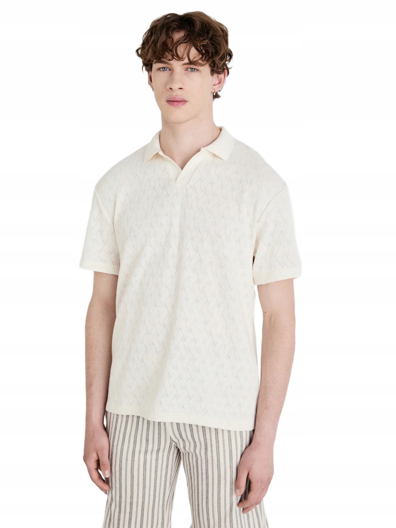 Jack & Jones Krémová Polokošile S Krátkým Rukávem Z Bavlny, Velikost 2F