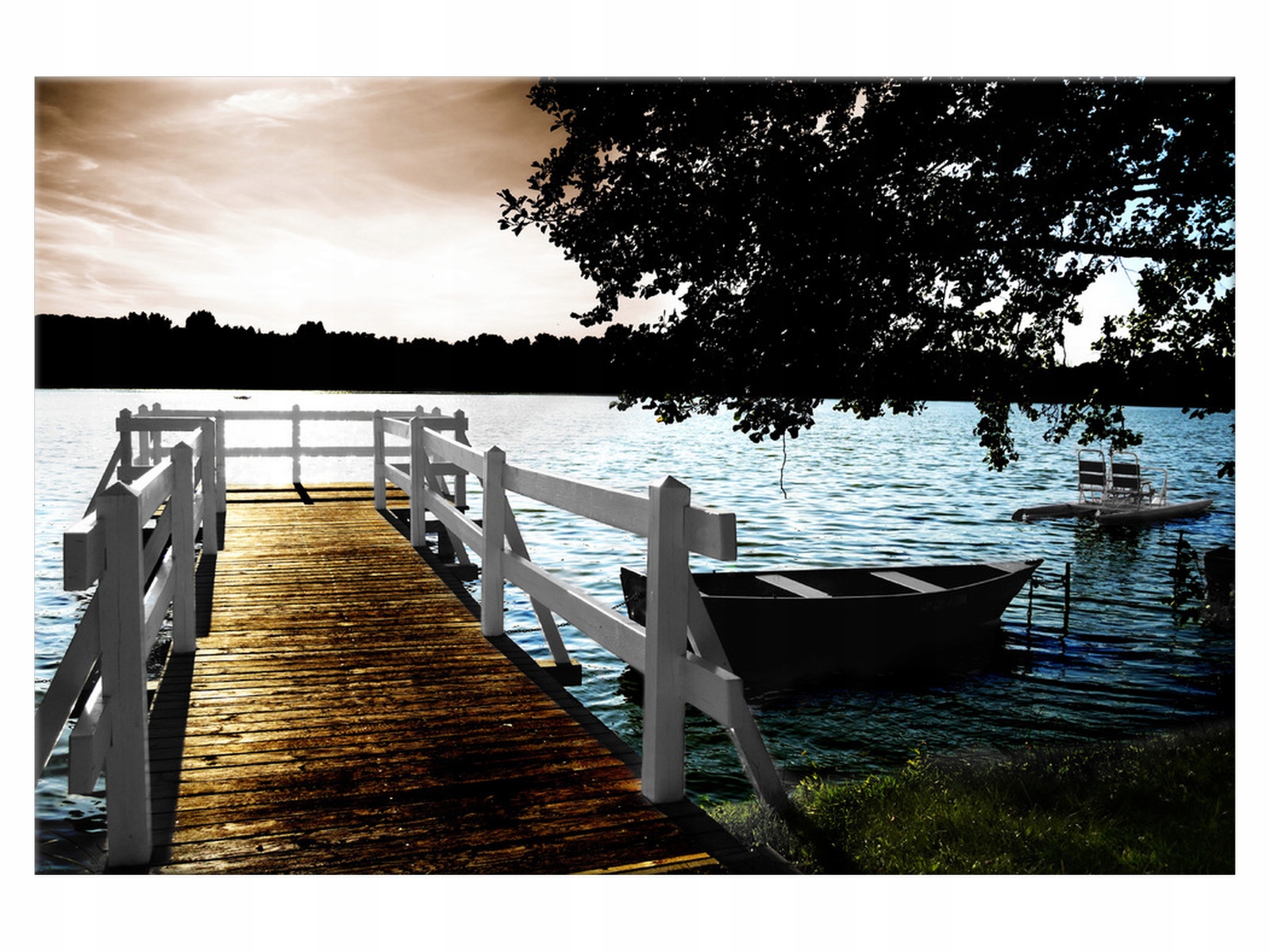 

Obraz Łódź Pomost nad jeziorem 120x80 pomost
