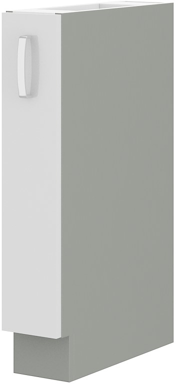 Kuchyňská skříňka 15 Cargo stojící s policí. Bílý lesk šedá.