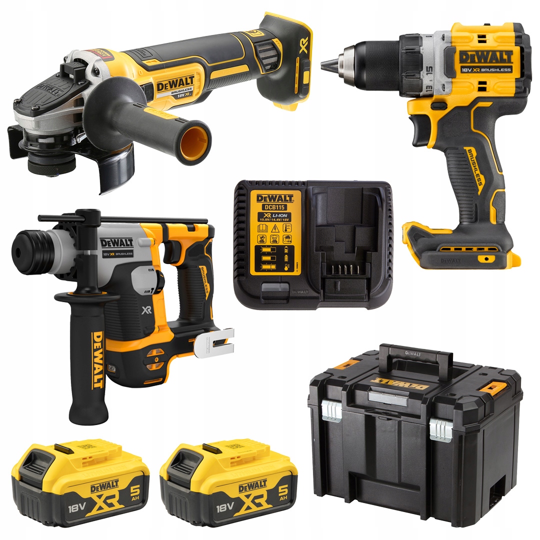 Combo DeWALT DCK355P2T DCD800, DCG405, DCH172 2x5Ah, nabíječka kufr
