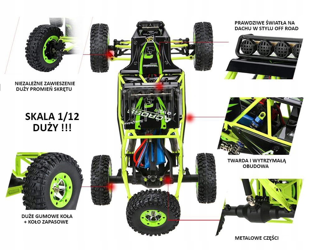 WLTOYS 12428 SAMOCHÓD UPGRADE METAL AUTO 4x4 ZDALNIE