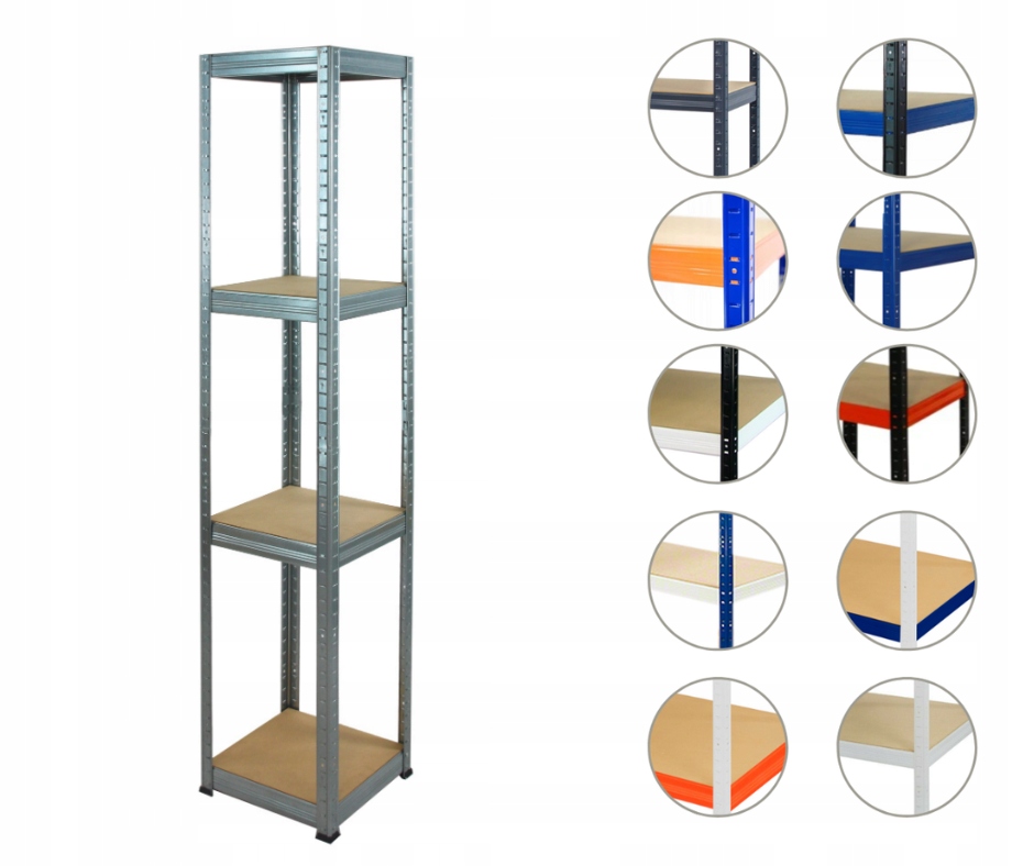Skladový regál pozink kovový garážový regál Helios 196x050x50 4 police