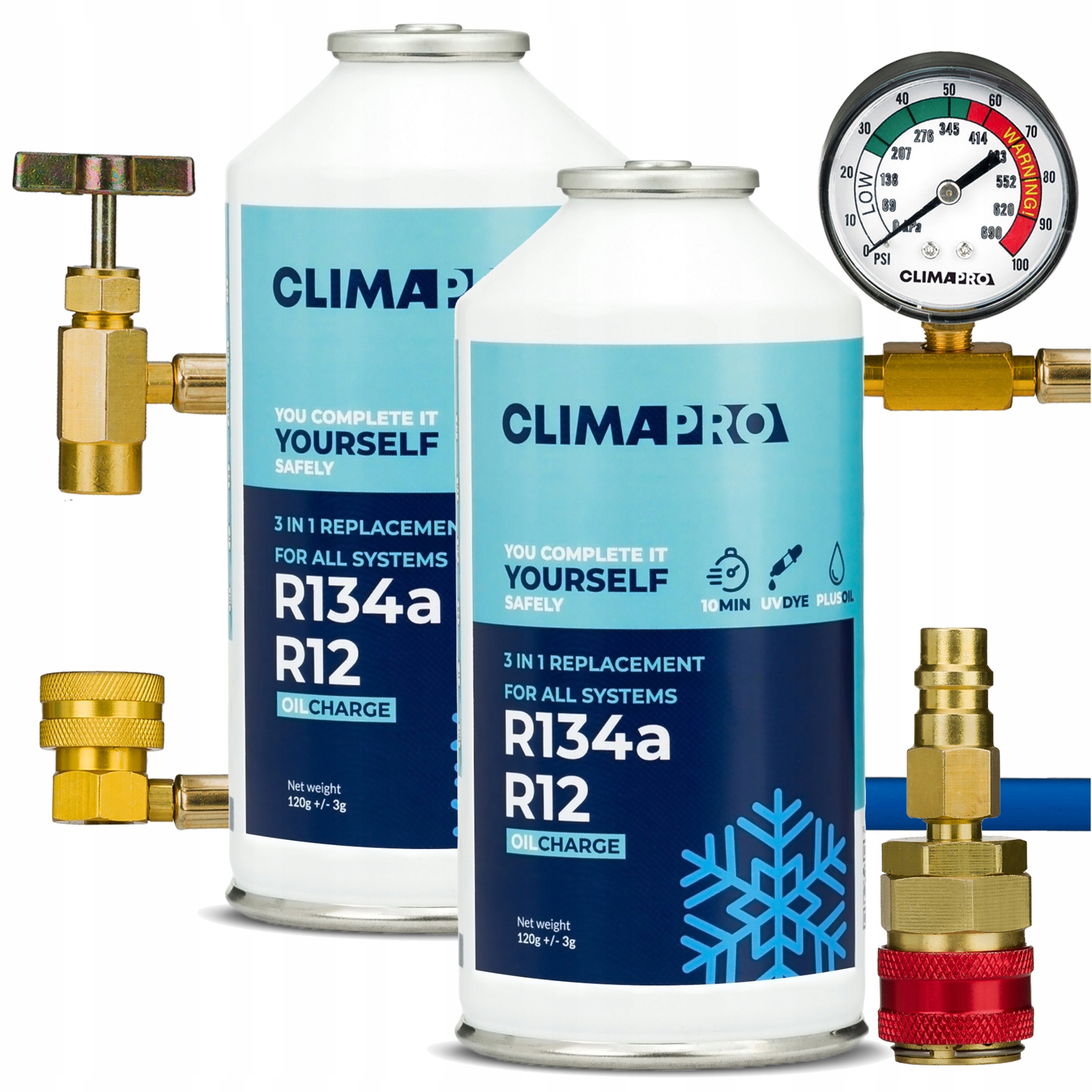 2x Olej Pro Nabíjení Klimatizace Aut S R134a Sada Faktorů Hadiček Adaptér