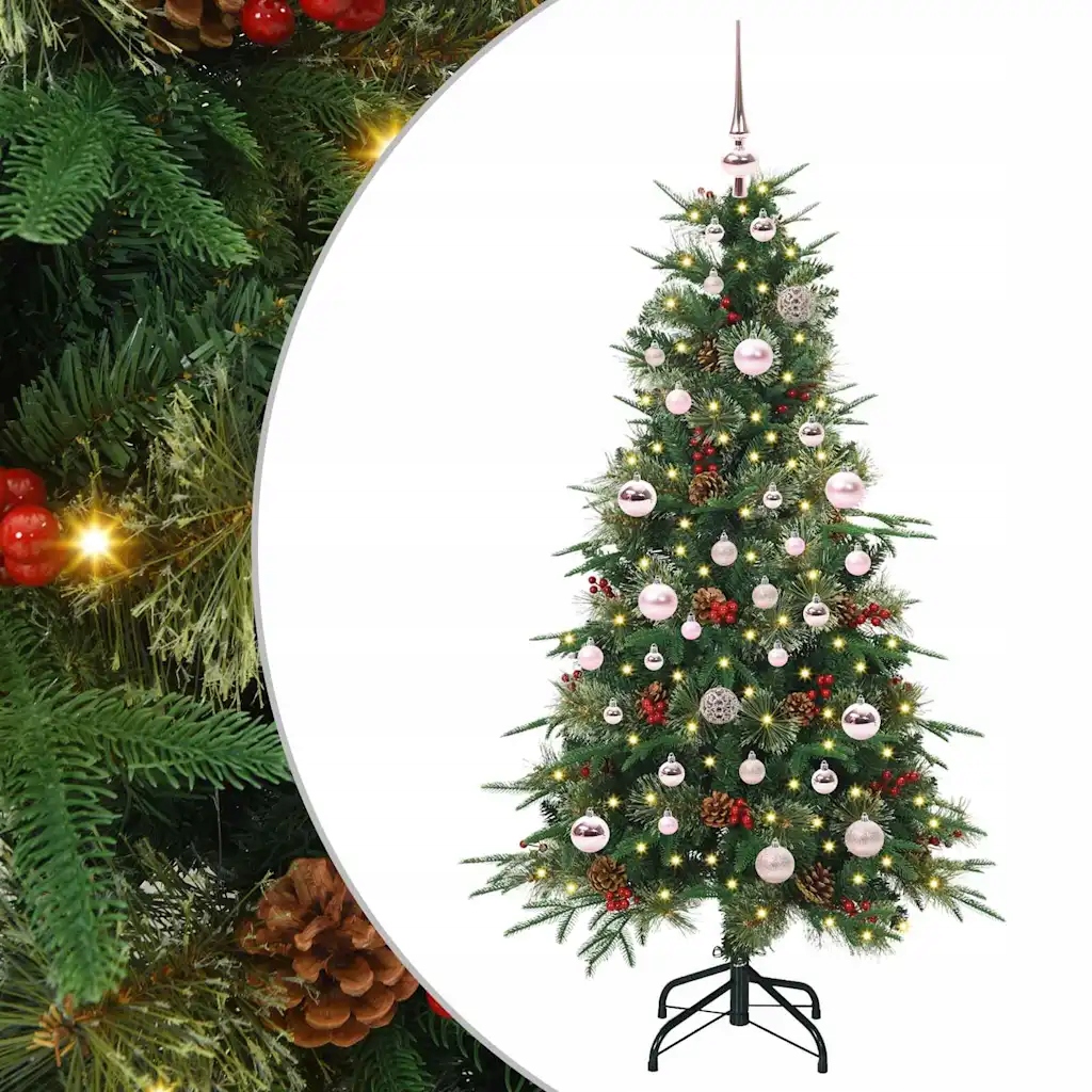 vidaXL Sztuczna choinka z zawiasami z podstawą Zielony 150 cm Pe i Pvc