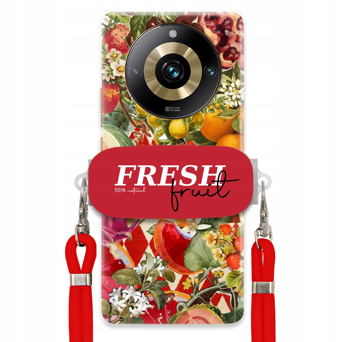 Puzdro pre Realme 11 Pro 5G Červené Crossbody vodítko držiak Fresh Fruit