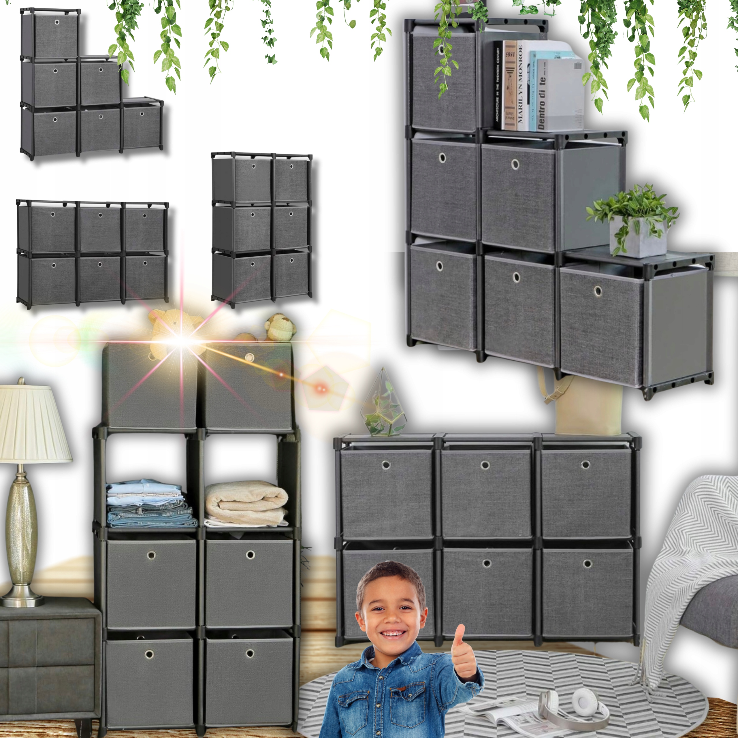 Policový Regál, Zásuvný Organizér Pro Skladování, Modulární Skříňka, Kov!