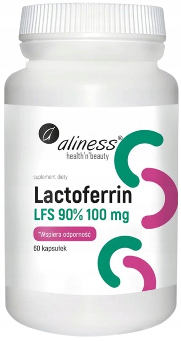 ALINESS Lactoferrin LFS 90 % 100 mg LAKTOFERYNA żelazo 60 kapsułek