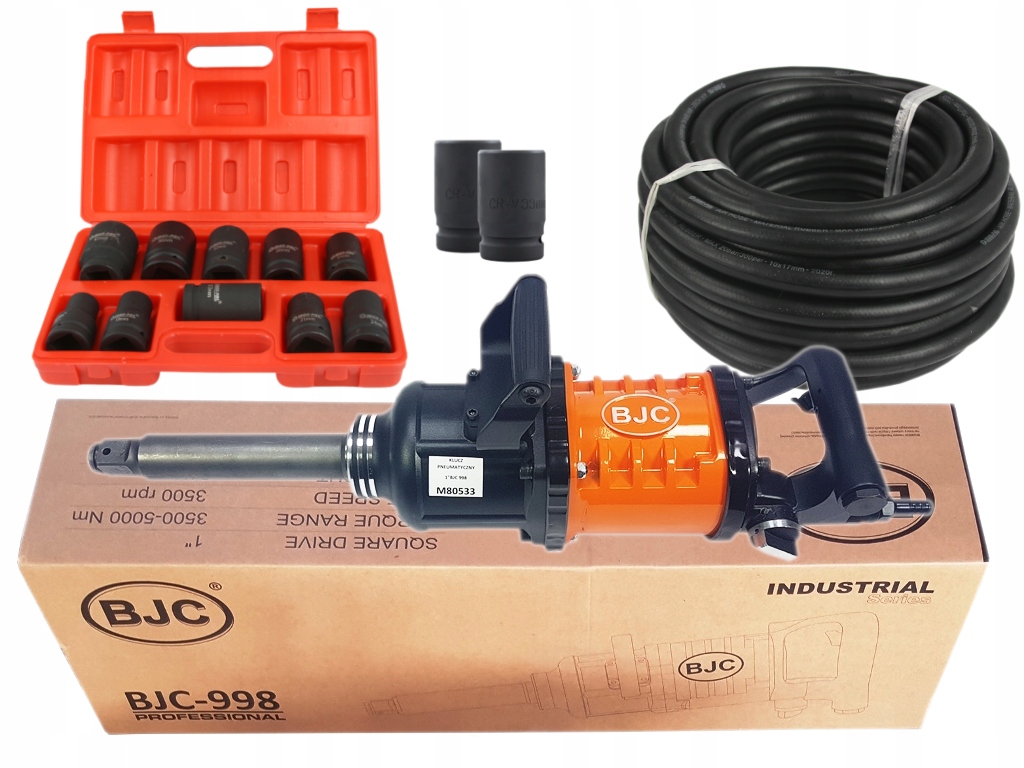 Pneumatický kľúč 1" Bjc 998 5000 Nm Sada nástavcov a hadice 20 m