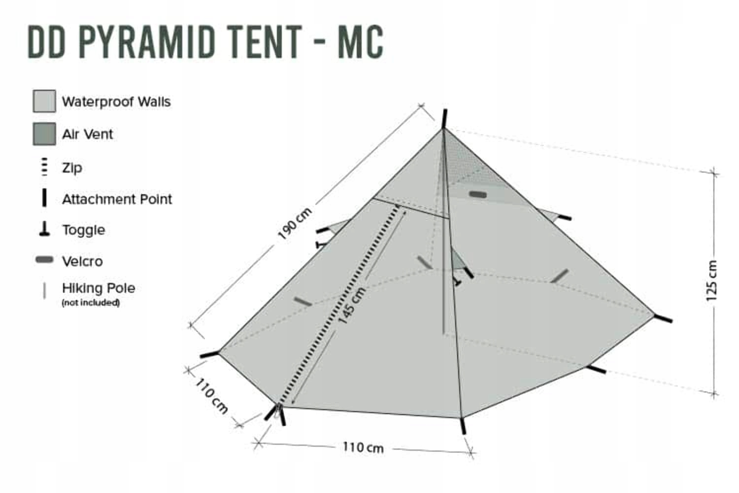 Namiot Piramidalny Wodoodporny Kamuflaż Biwakowy Trekkingowy DD HAMMOCKS — miniatura 2