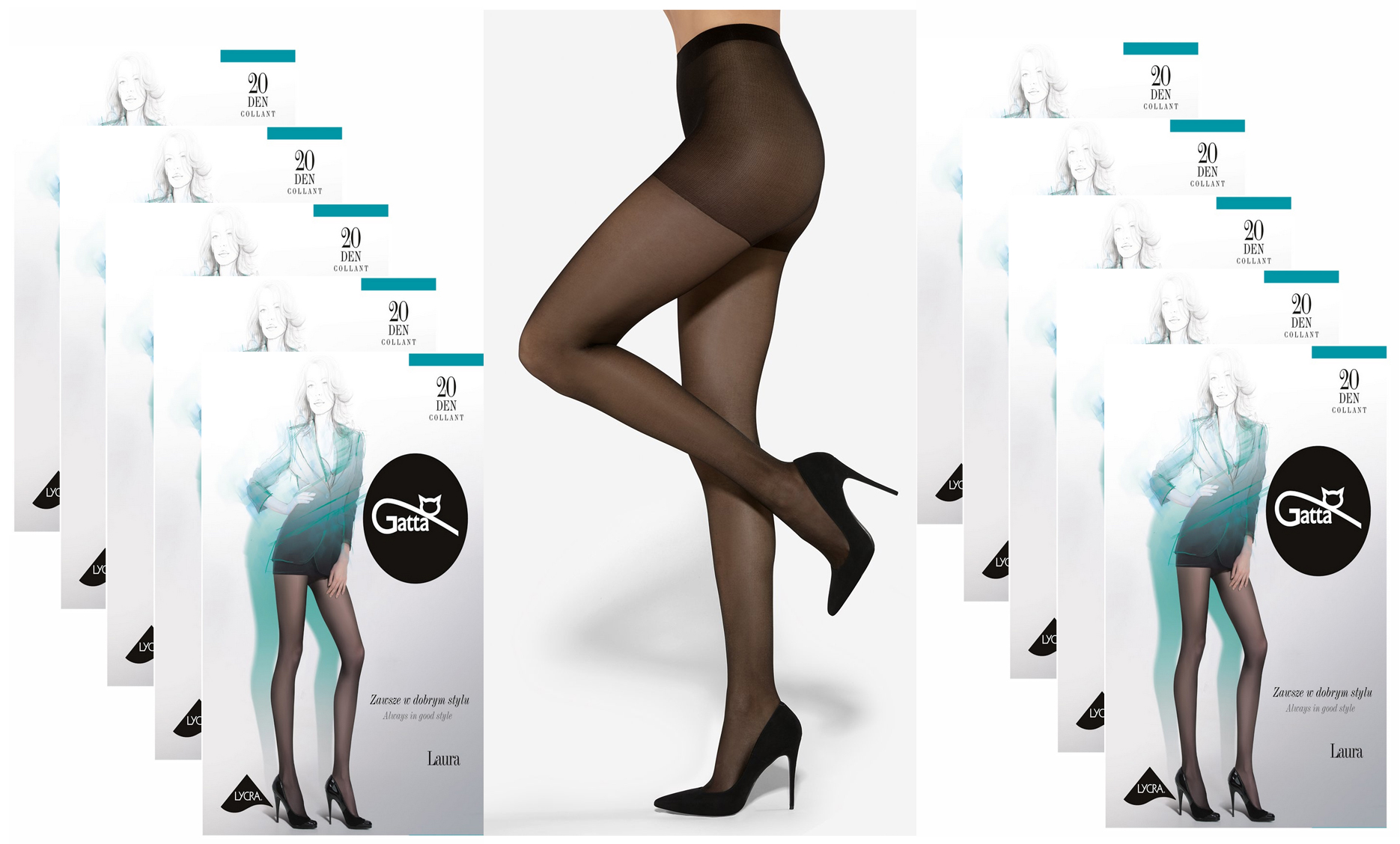 

10 X Rajstopy Gatta Laura 20 Den 5-XL Nero