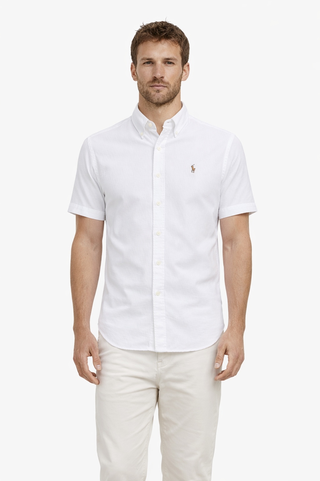 Ralph Lauren Bílá Pánská Košile S Krátkým Rukávem Klasika L I4C