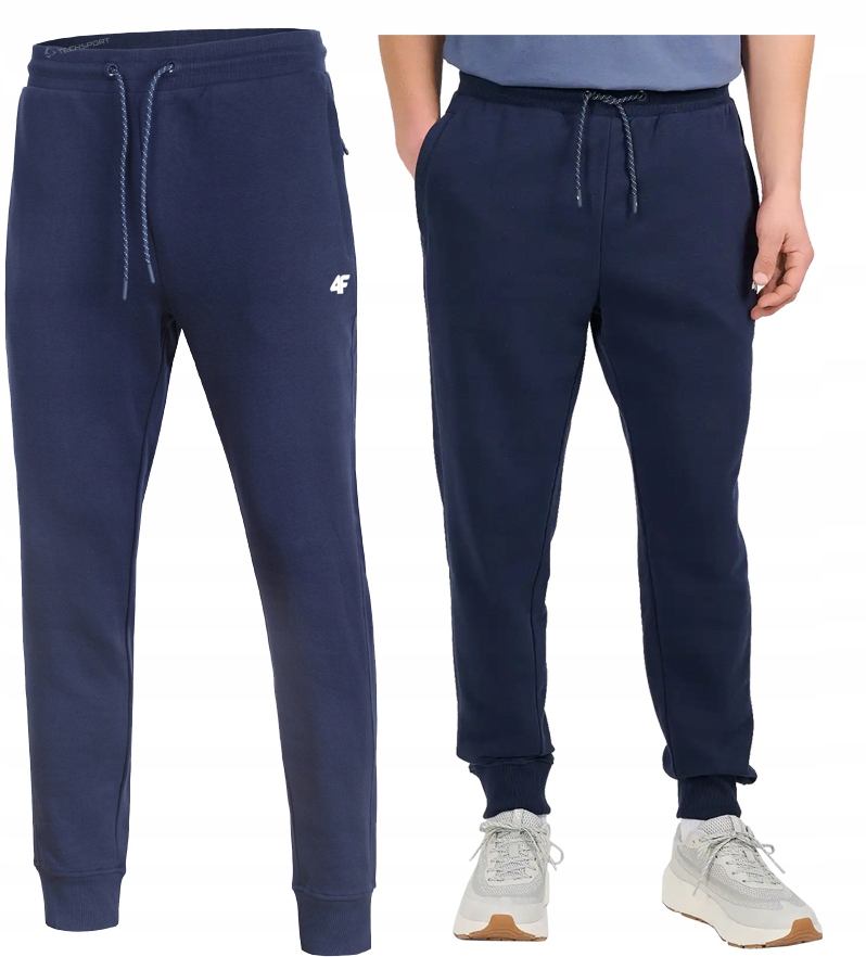 4F Męskie Spodnie Dresowe Joggery Bawełna Zamykane Kieszenie rozm XL