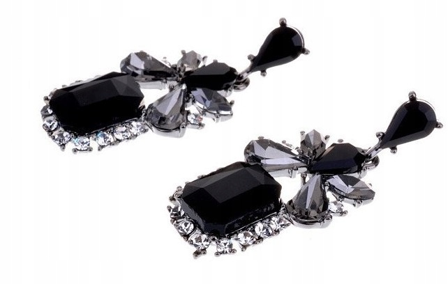 Czarne gotyckie kolczyki punk metal GEM CRYSTAL Płeć kobieta