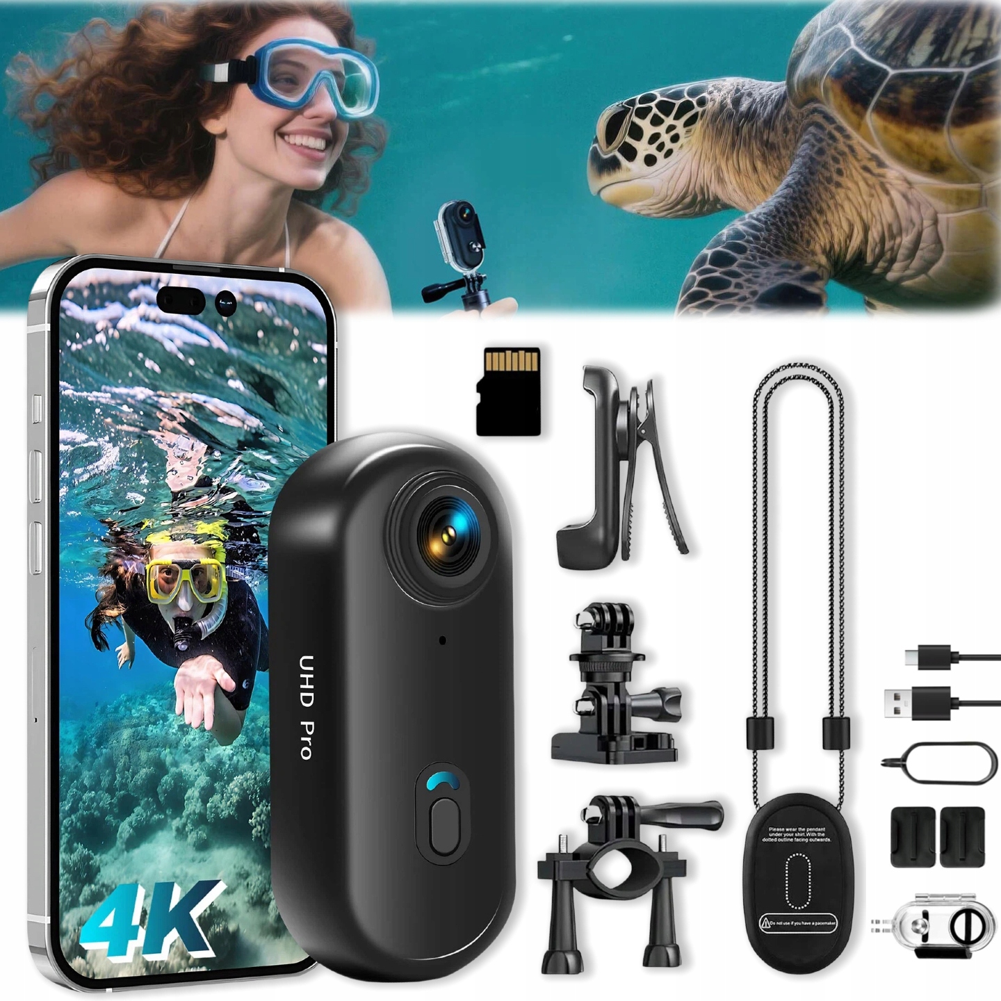 Sportovní kamera Mini s WiFi Full Hd 4K Úhel Přenosný Vodotěsný Set