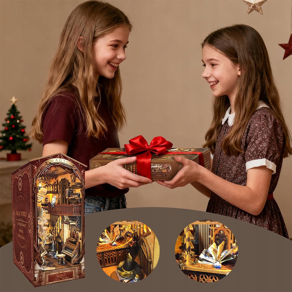 Book Nook „magijos“ miniatiūrų namelio DIY rinkinys, 25,4 × 17 × 11,4 cm surinktas vaizdas
