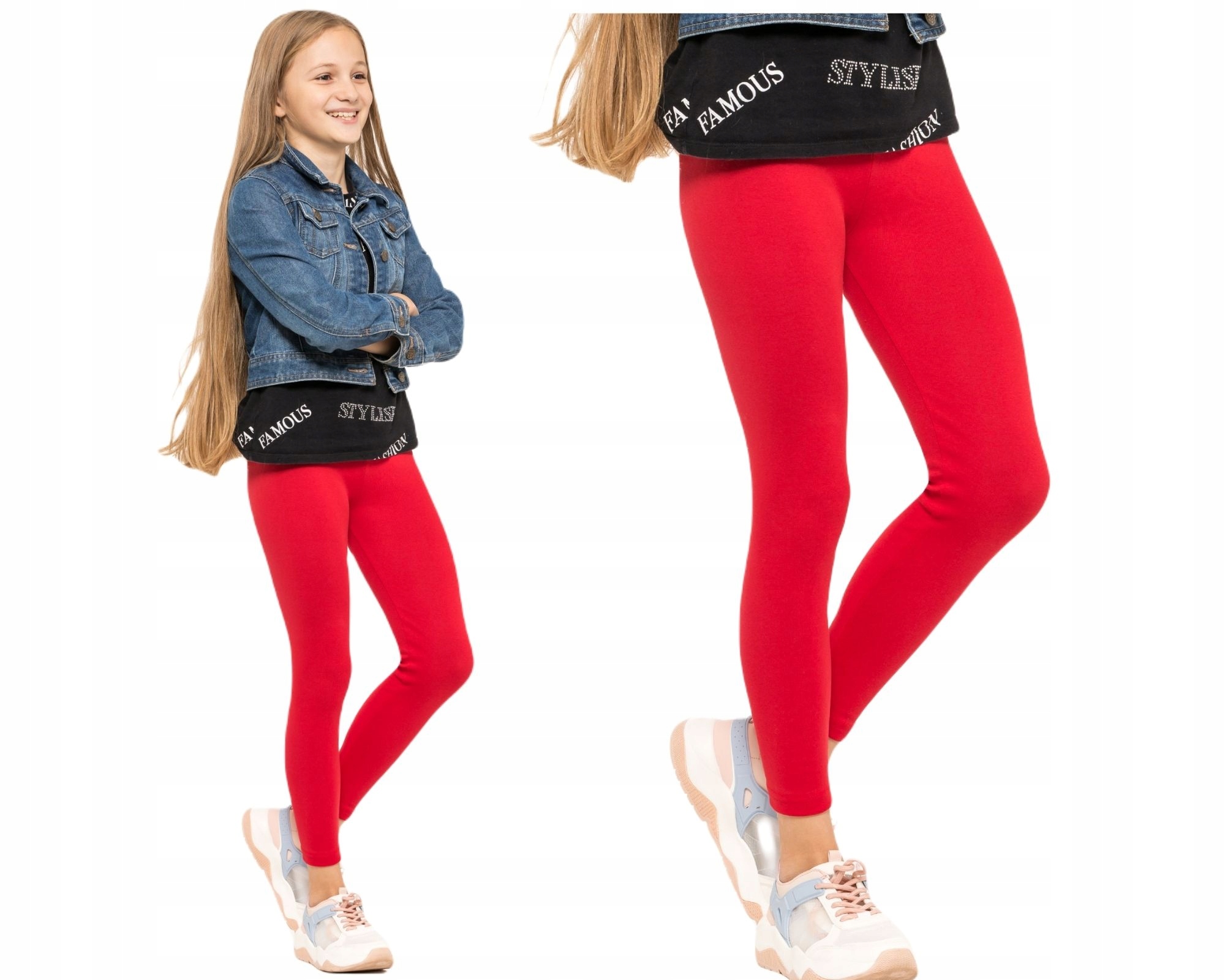 DZIEWCZĘCE LEGGINSY OCIEPLANE GETRY CZERWONE 122