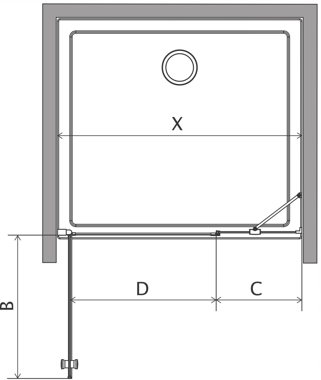 Drzwi prysznicowe szklane prysznic 100 L brązowe Wykończenie szkła inne