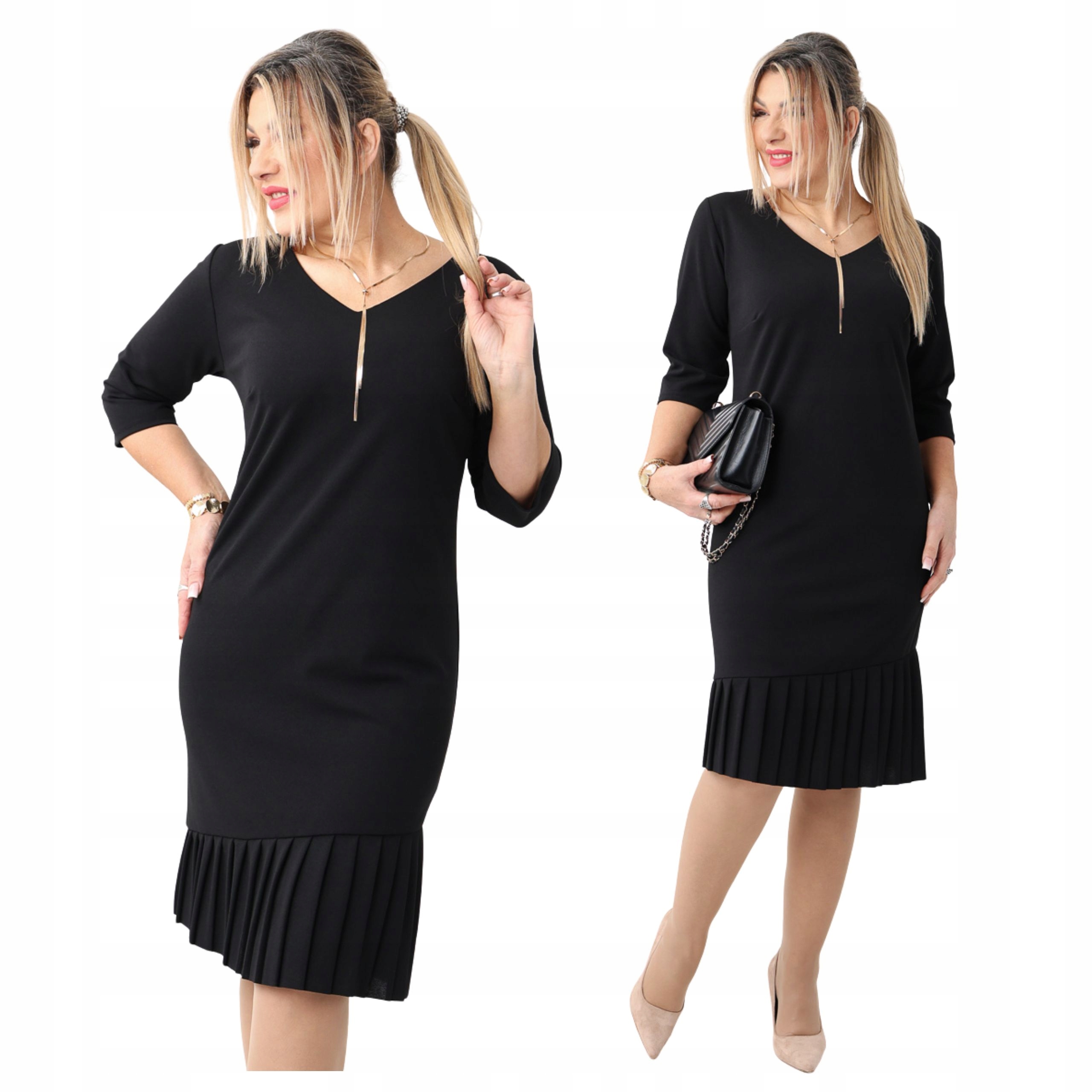 Sukienka plisowana wizytowa gładka Polski Producent duże rozmiary