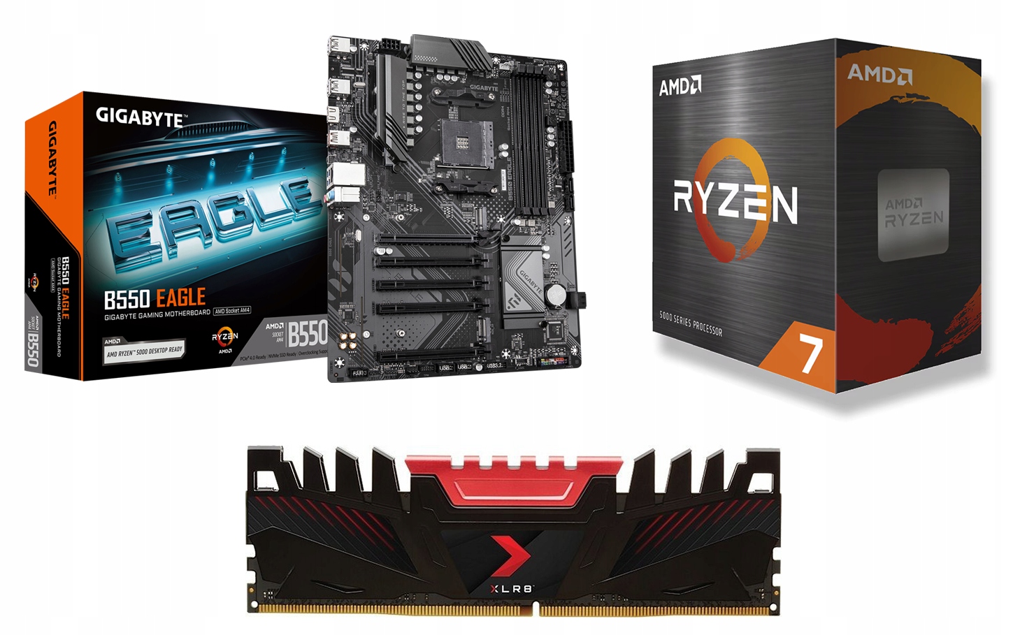 Zestaw Amd Ryzen 7 5700X Gigabyte B550 Eagle 16GB 3200