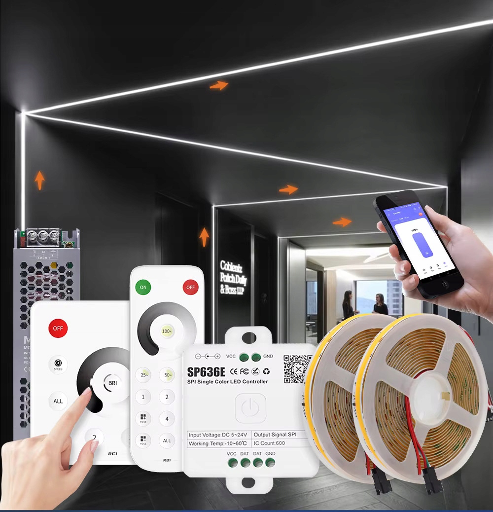 Sada Digitálna Led Cob Páska 10 M Studená 24 V Tekutá Ovládač Napájací Zdroj