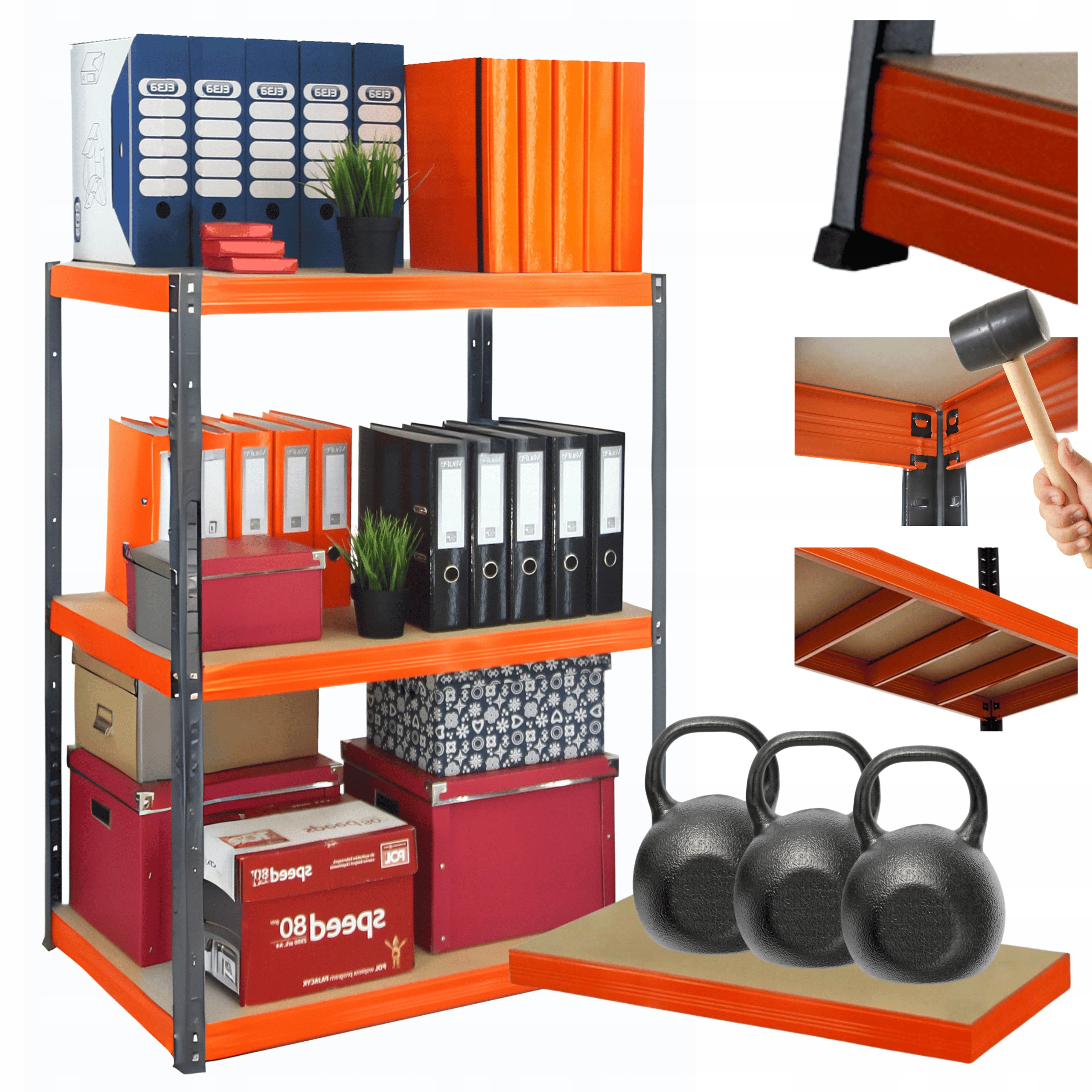 Skladovací regál garážový kovový stojan Helios 106x75x45 cm 3Px350 kg