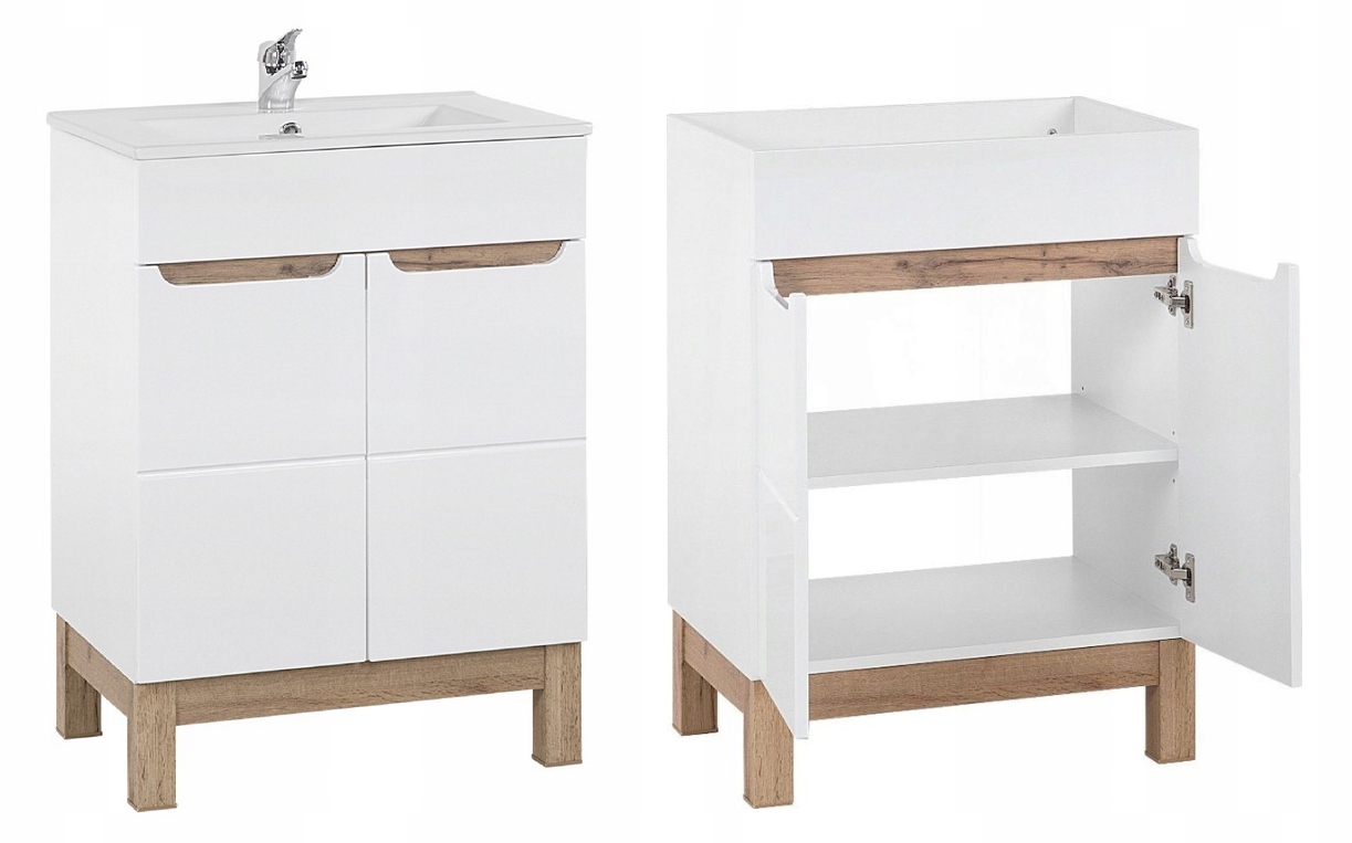 Meble łazienkowe BALI WHITE z umywalką 60 słupkiem i lustrem - SYFON GRATIS Marka Comad