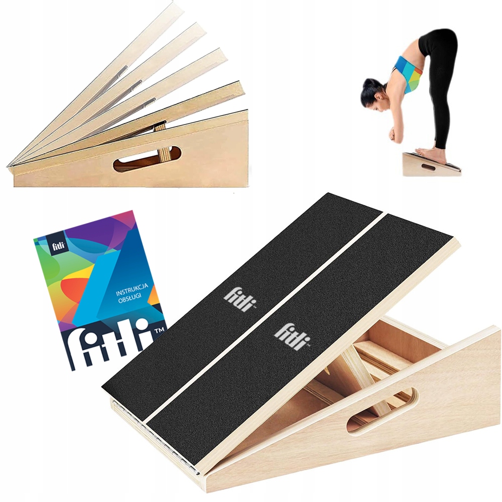 Deska Do Ćwiczeń Platforma do łydek Drewniana Regulowana Slant Board