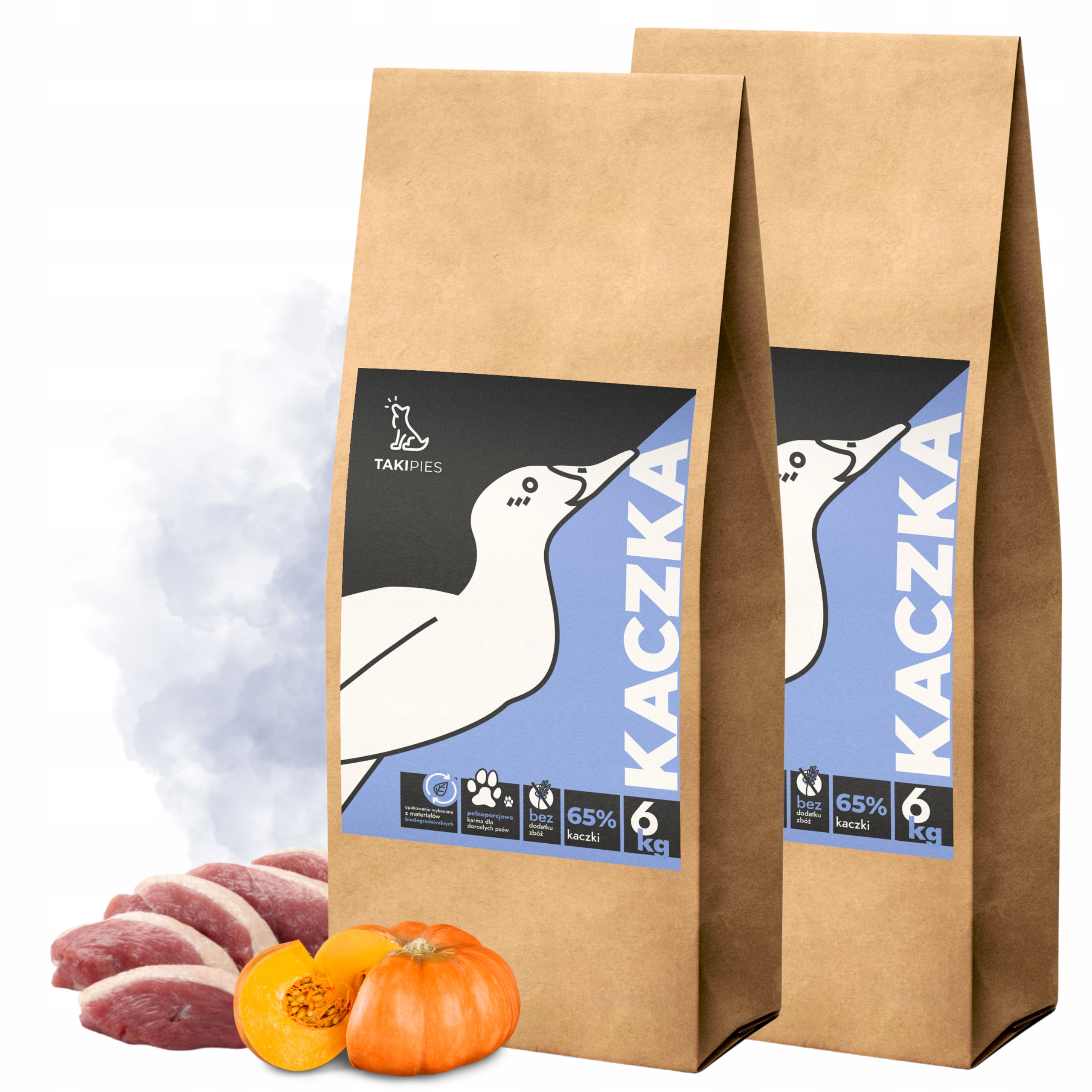 Sucha Karma Takipies Kaczka Dla Dużego Psa Bezzbożowa Ekonomiczna 65% 2x6kg