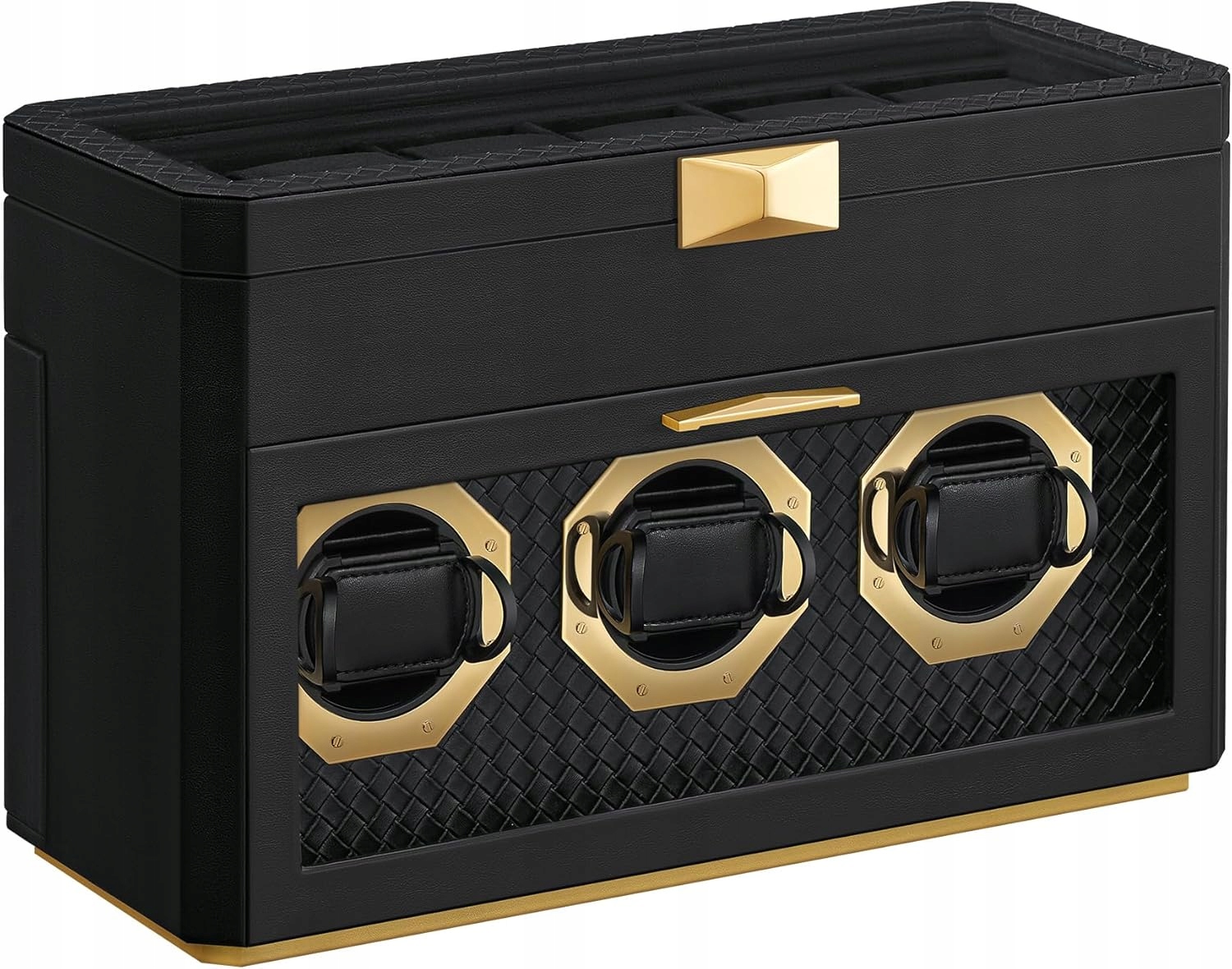 Krabička Na 9 Hodinek Skleněné Horní Boční Okénko Z Pu Kůže