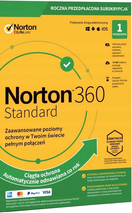 Антивирус Norton 360 Standard VPN Backup 10Gb 1PC/1 год-новая лицензия ESD