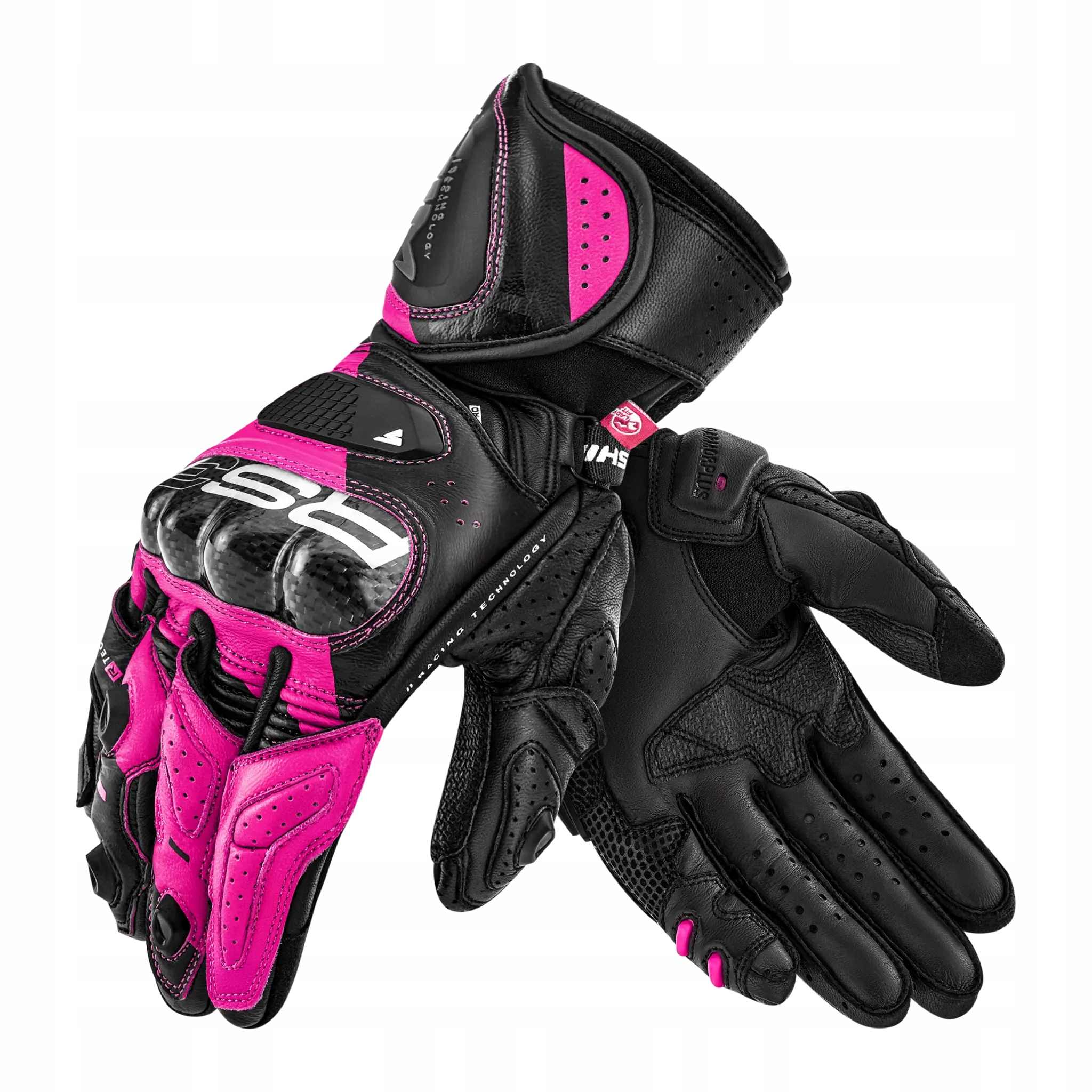 Dámske dlhé kožené motocyklové rukavice Shima RS-3 Lady Pink M