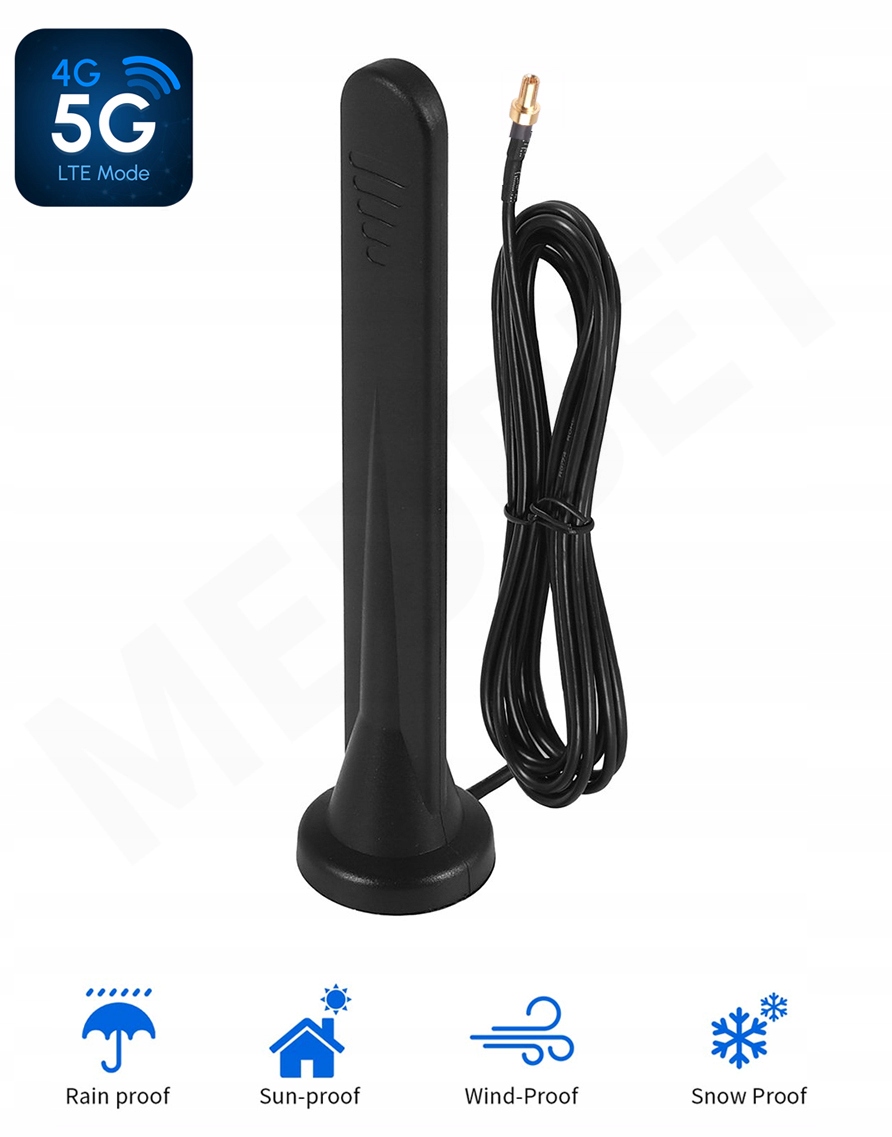Výkonná Vnější Anténa S Magnetem Gsm Wi-Fi Lte 3G 4G 5G 15 dBi Konektor TS9