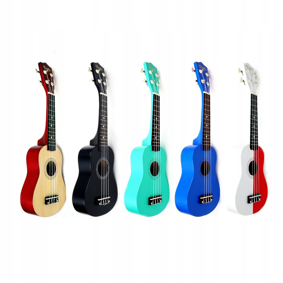 UKULELE SOPRANOWE DREWNIANE POKROWIEC KOLORY RÓŻNE Tył lipa