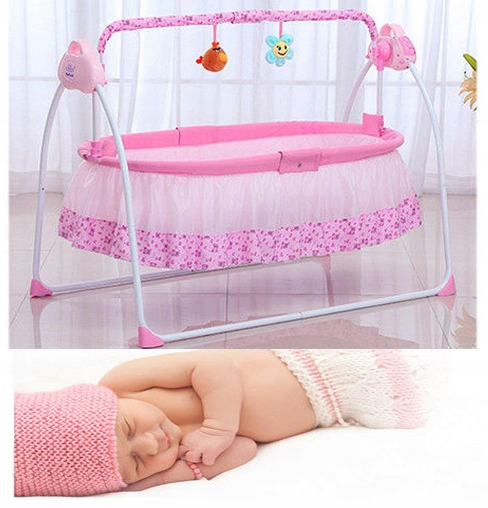 ŁÓŻECZKO BUJACZEK KOŁYSKA DLA DZIECKA RÓŻOWA BT 3 PRĘDKOŚCI Kod producenta 5256676gh