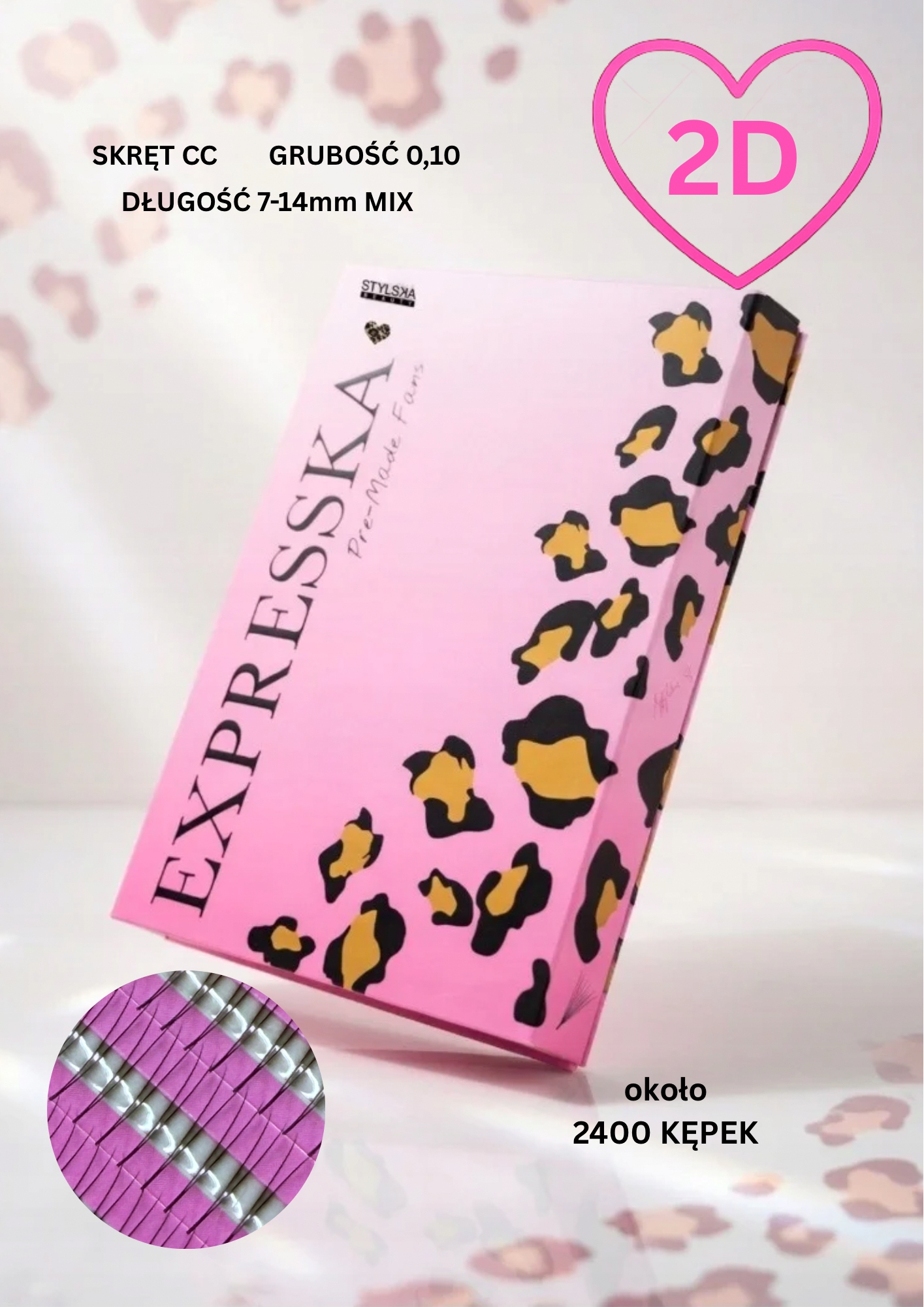 Gotowe kępki rzęs 2D/0,10/CC 7-14mm MIX (2400 szt) Stylska Beauty Expresska