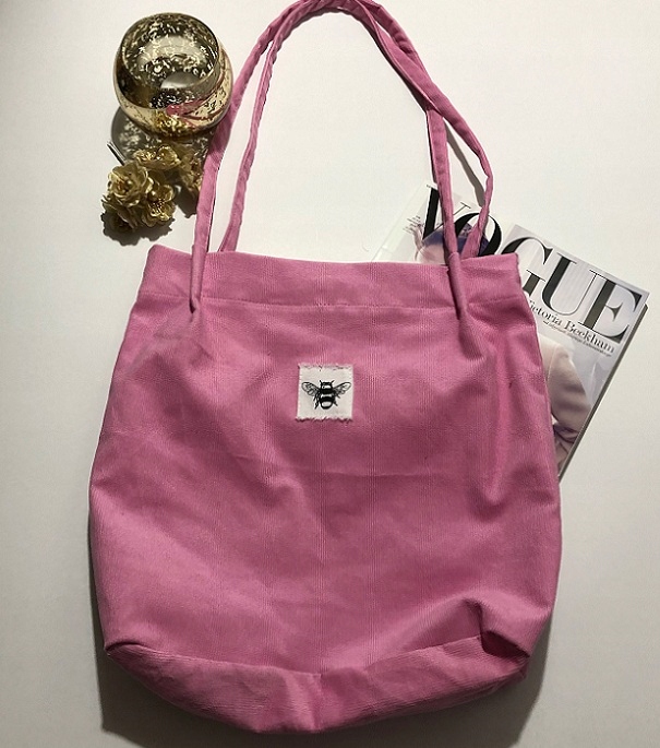 SZTRUKSOWA TORBA WOREK TOREBKA SHOPPERKA RÓŻOWA Materiał dominujący tkanina