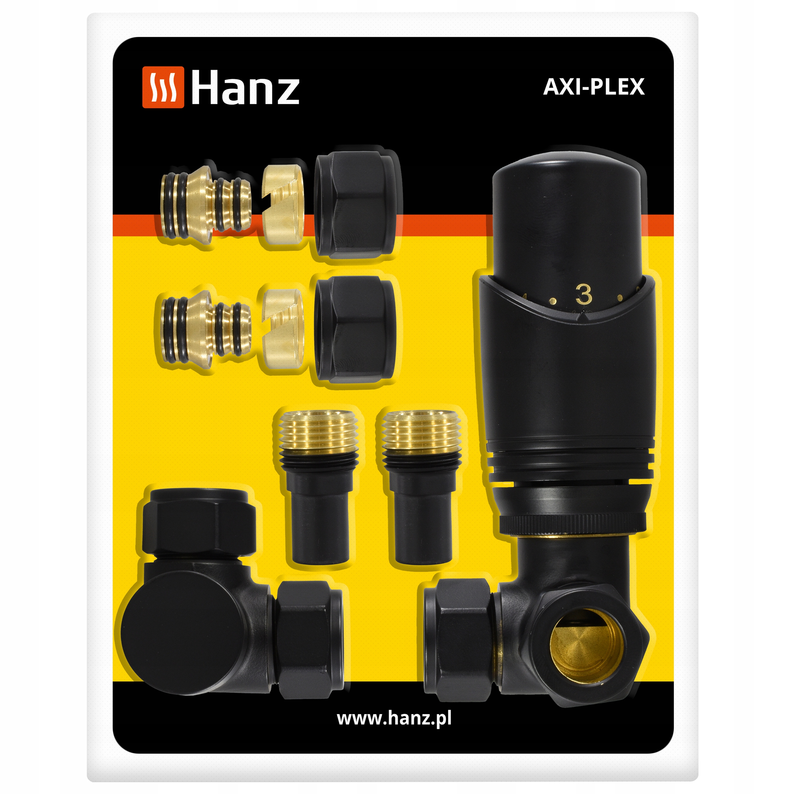 Termostatický Axiální Set Černý Mat 1/2" Pex 16 CU15 Levý/pravý ventil