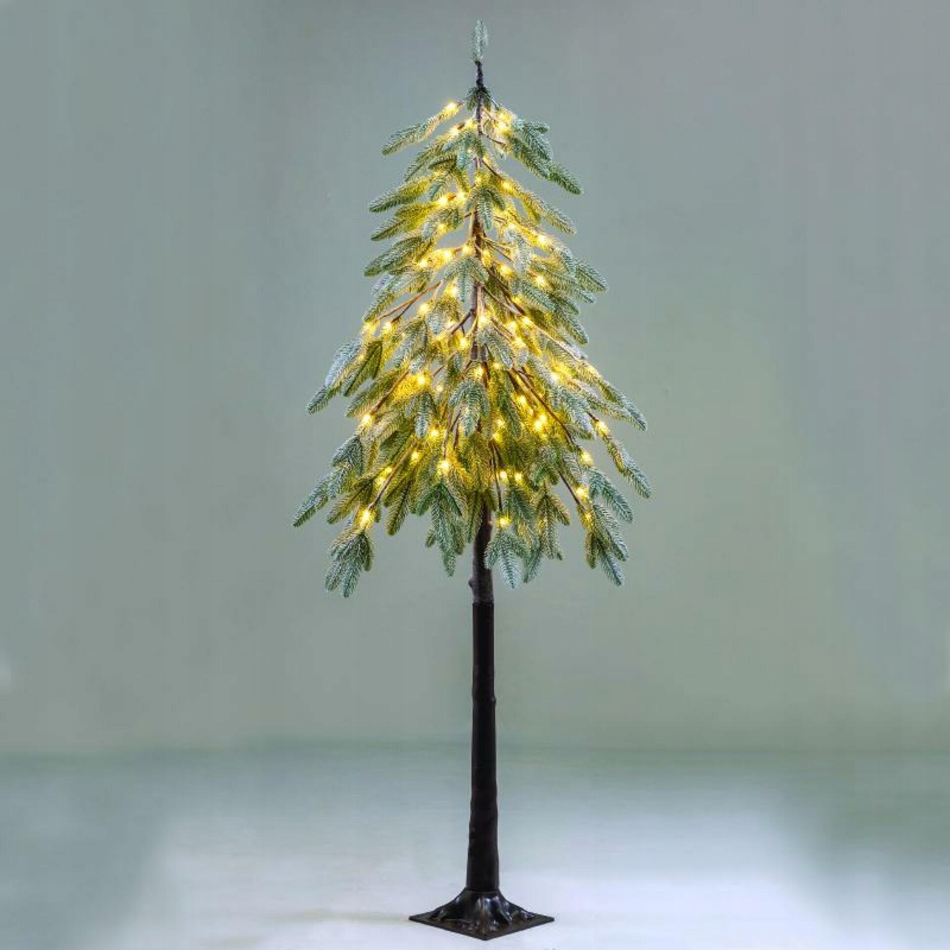 Aca Lighting dekorácia umelá zasnežená zelená borovica 90 teplá biela Led 230