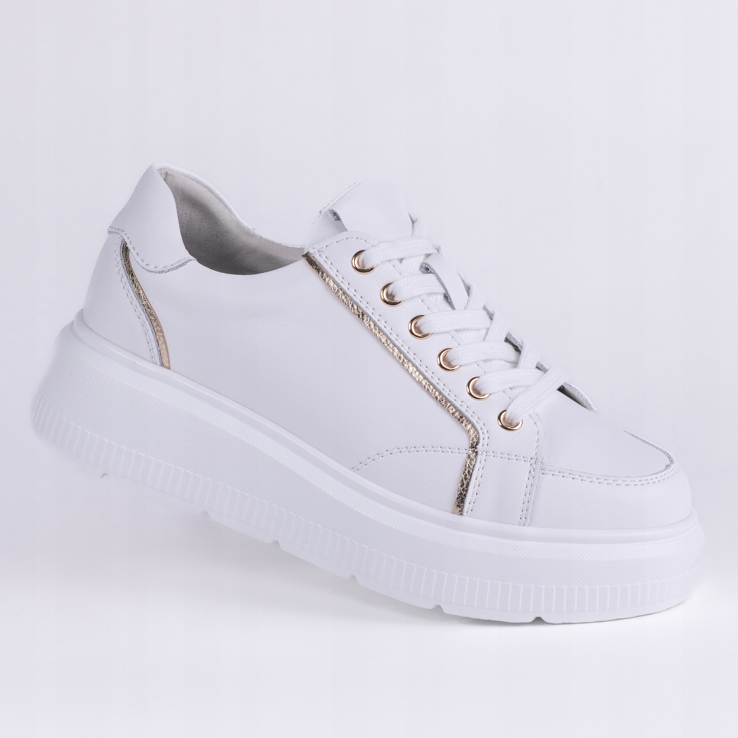 Sportowe damskie buty Goodin GD-XF-202 skóra naturalna klasyk złote biel 38